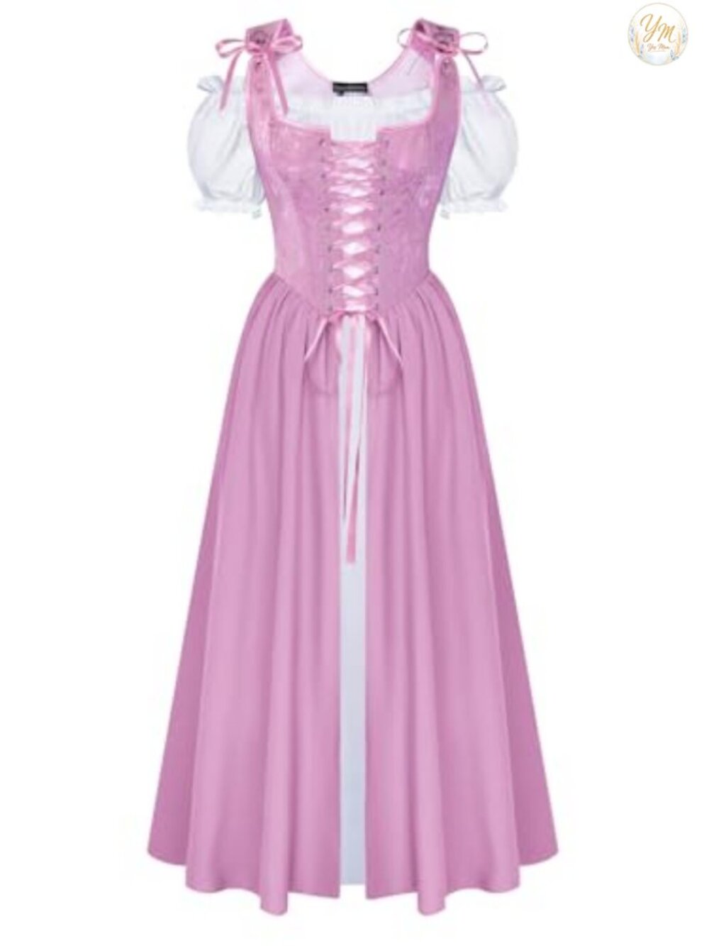 Renaissance Costume Two-Piece Corset Dress Puff Sleeve Medieval